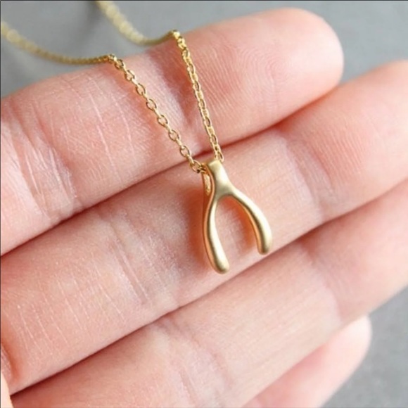 NWT Wishbone Dainty Pendant Necklace Gold - Picture 3 of 6